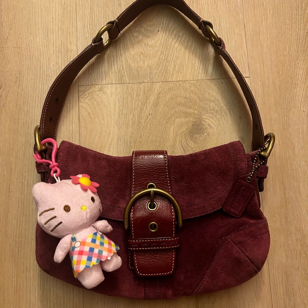 Coach Burgundy Suede Shoulder Bag
